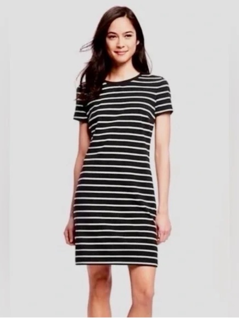 Old Navy Black & White Striped Fitted Dress | Size Small